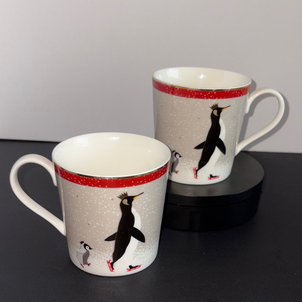 Portmeirion Sara Miller Skating Penguins Mugs Parent Child